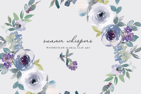 Blue Purple and White Watercolor Floral: A Versatile Design Element for Creative Projects
