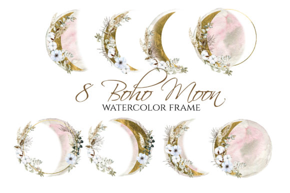 Boho Round Floral Frame Pink Gold Moon: A Versatile Design Asset for Creative Projects