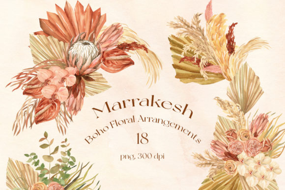 Discover Marrakesh 18 Dried Boho Floral Bouquets