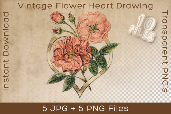 Discover the Charm of Flower Heart Vintage Floral Art Drawing