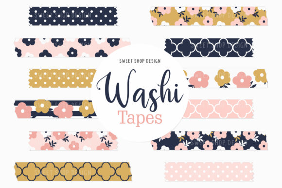 Enhance Your Designs with Digital Washi Tape GOLD PINK FLORAL