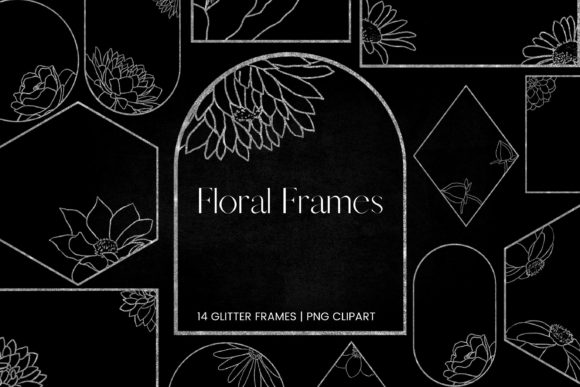 Enhance Your Designs with Silver Glitter Floral Frames Clipart