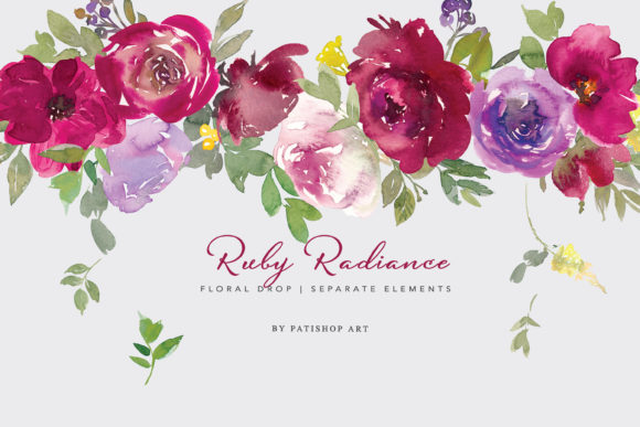 Enhance Your Designs with Watercolor Burgundy Red Floral Clipart
