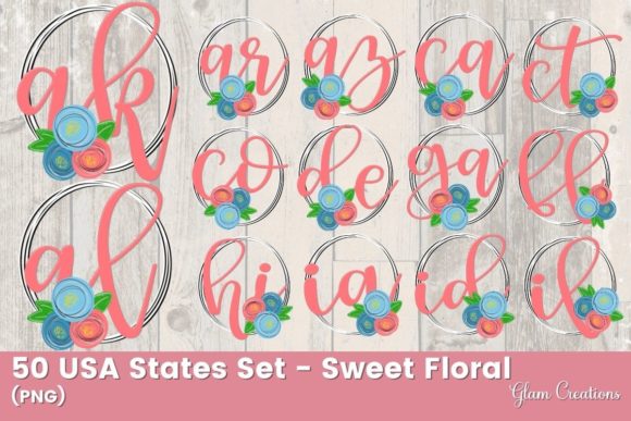 Explore 50 USA States Sets - Sweet Floral