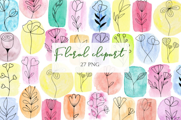 Explore Floral Clipart on Watercolor Background