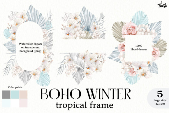 Watercolor Boho Floral Frame Clipart: A Versatile Design Element for Your Creative Projects